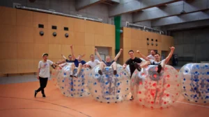 Bumper Ball match in a sports hall in Kraków